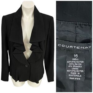 Courtenay Blazer Womens 16 Black Basic Jacket Ruffle Work Office Capsule